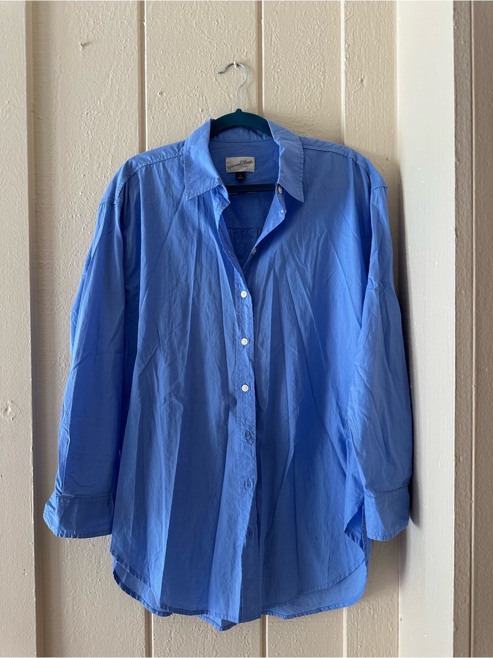 EXCELLENT UNIVERSAL THREADS OVERSIZED TUNIC FIT BUTTON DOWN BLUE SHIRT WOW S
